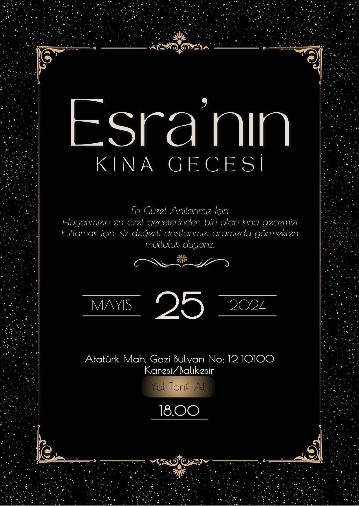 Kına Gecesi Davetiyesi - Özel Tasarım