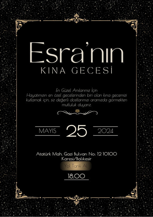 Kına Gecesi Davetiyesi - Özel Tasarım