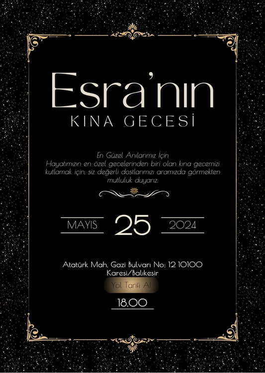 Kına Gecesi Davetiyesi - Özel Tasarım