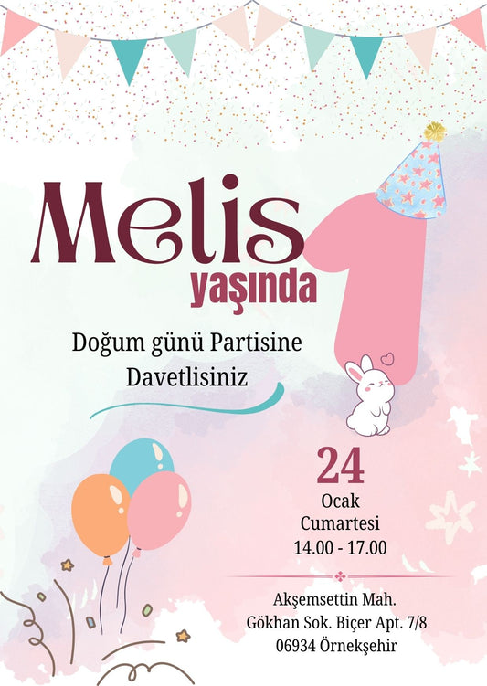 Doğum Günü Davetiyesi - Modern